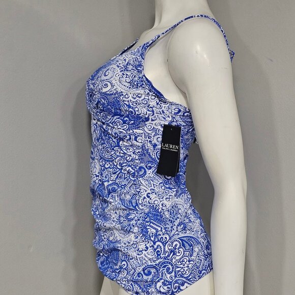 Lauren Ralph Lauren Paisley Twist Front Underwire Tankini Swim Top - Picture 3 of 7